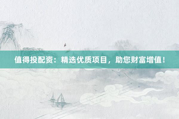 值得投配資：精選優(yōu)質項目，助您財富增值！