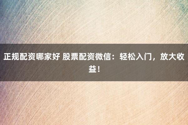 正規(guī)配資哪家好 股票配資微信：輕松入門，放大收益！