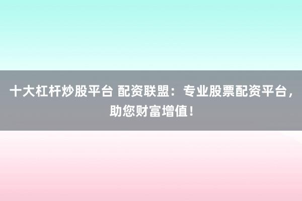 十大杠桿炒股平臺 配資聯(lián)盟：專業(yè)股票配資平臺，助您財富增值！