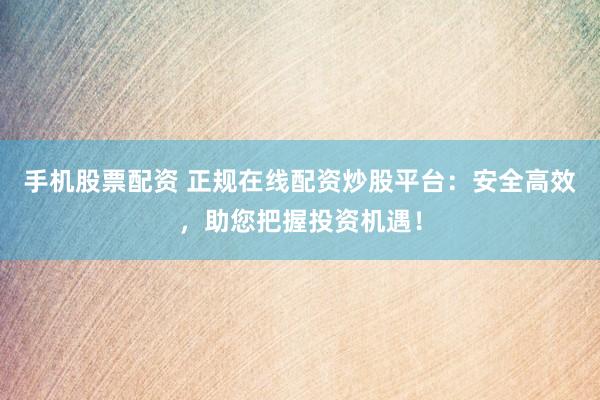 手機股票配資 正規(guī)在線配資炒股平臺：安全高效，助您把握投資機遇！