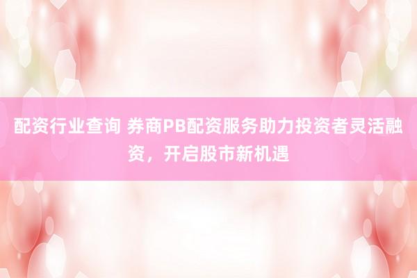 配資行業(yè)查詢 券商PB配資服務(wù)助力投資者靈活融資，開啟股市新機(jī)遇