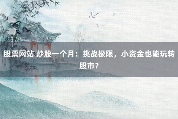 股票網(wǎng)站 炒股一個月：挑戰(zhàn)極限，小資金也能玩轉(zhuǎn)股市？