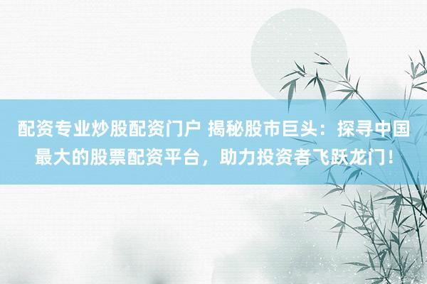 配資專業(yè)炒股配資門戶 揭秘股市巨頭：探尋中國最大的股票配資平臺，助力投資者飛躍龍門！