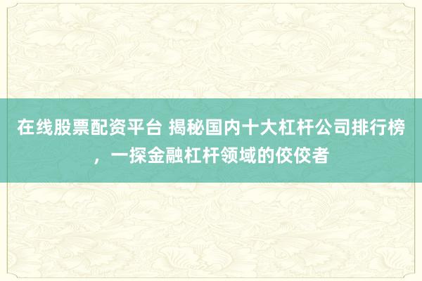 在線股票配資平臺(tái) 揭秘國(guó)內(nèi)十大杠桿公司排行榜，一探金融杠桿領(lǐng)域的佼佼者