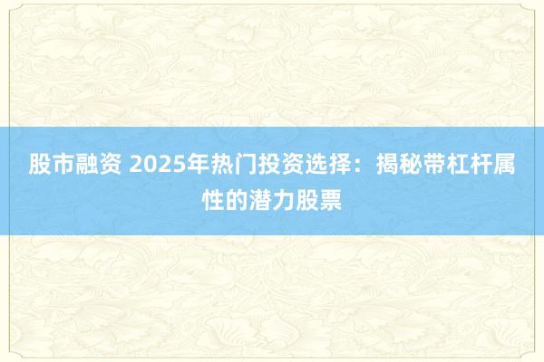 股市融資 2025年熱門投資選擇：揭秘帶杠桿屬性的潛力股票